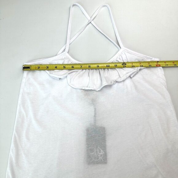 Chaser Women’s Medium Vintage Jersey Ruffle Strappy Cross Back Tank White NWT - Picture 7 of 8